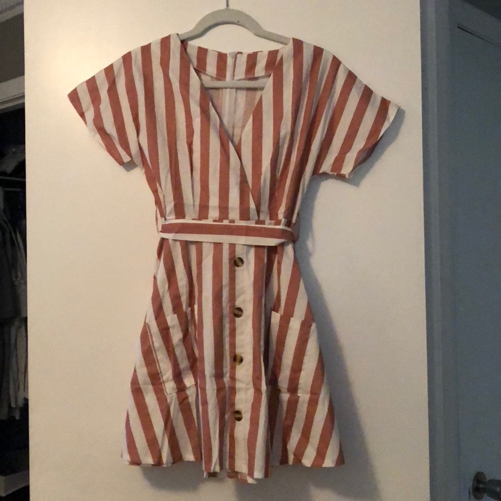 Button up stripped dress